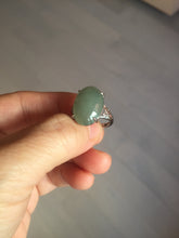 Load image into Gallery viewer, 100% natural type A icy watery light green/gray four-prong jadeite jade ring X141
