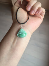 Load image into Gallery viewer, Certified 100% Natural type A sunny green happy Buddha jadeite Jade pendant PB68-5104
