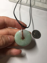Load image into Gallery viewer, 29.8mm Type A 100% Natural suny green purple yellow(FU LU SHOU, 福禄寿) Jadeite Safety Guardian Button donuts pendant PD185
