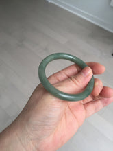 Load image into Gallery viewer, 50.5mm certificated Type A 100% Natural dark green/gray round cut oval Jadeite Jade bangle BK47-2879
