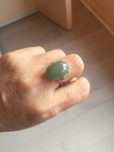 Load image into Gallery viewer, 100% natural type A icy watery light green/gray four-prong jadeite jade ring X141
