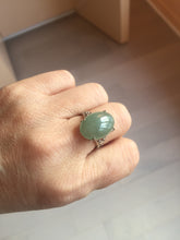 Load image into Gallery viewer, 100% natural type A icy watery light green/gray four-prong jadeite jade ring X141
