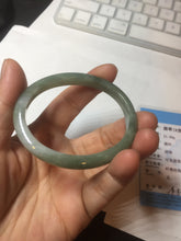 Load image into Gallery viewer, 51mm certified Type A 100% Natural icy watery bean green oval Jadeite Jade bangle BQ5-3805
