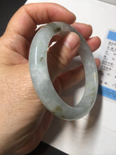 Load image into Gallery viewer, 56.5mm 100% natural type A icy watery light green/brown/black seaweed jadeite jade bangle Q139-5250
