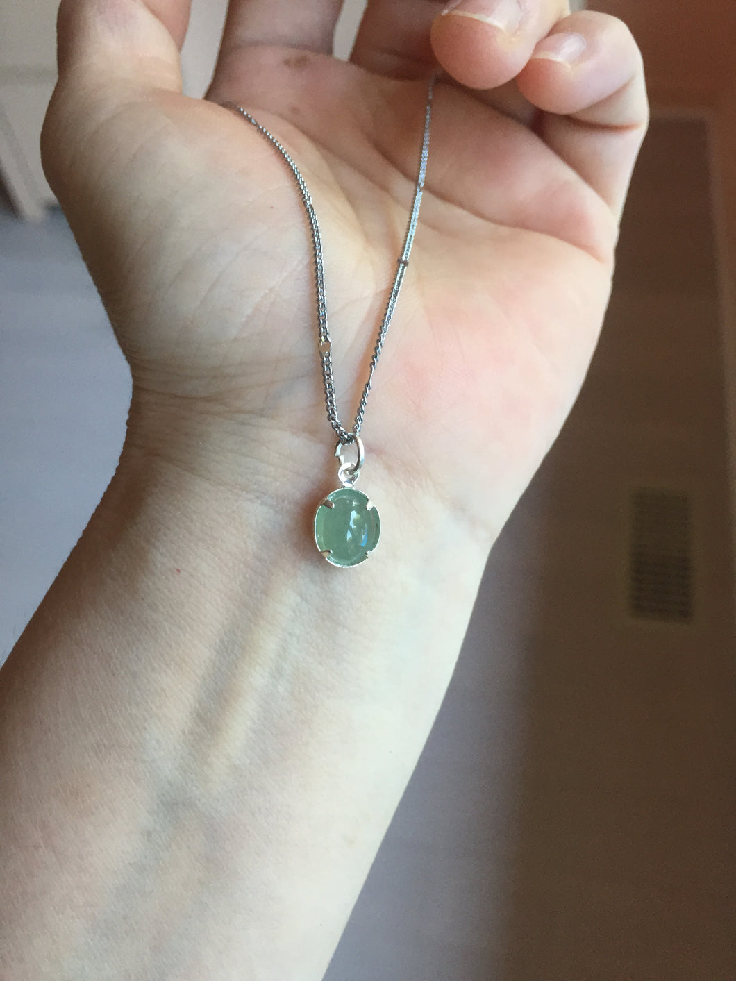 7x6mm 100% natural type A icy watery light green dainty Jadeite Jade pendant PA165