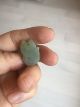 Load image into Gallery viewer, 100% natural type A dark green/light green/white/gray jadeite jade fox pendant necklace PC123
