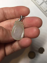 Load image into Gallery viewer, 100% Natural type A icy watery light green/clear Jadeite Jade seashell (福贝)  pendant F149
