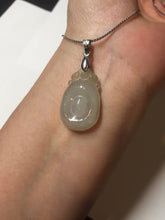 Load image into Gallery viewer, 100% Natural type A icy watery light green/clear Jadeite Jade seashell (福贝)  pendant F149
