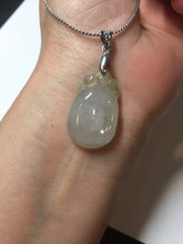 Load image into Gallery viewer, 100% Natural type A icy watery light green/clear Jadeite Jade seashell (福贝)  pendant F149
