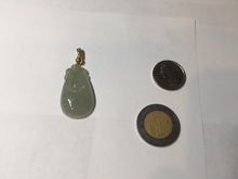 Load image into Gallery viewer, 100% Natural type A icy watery light green/gray Jadeite Jade seashell (福贝)  pendant F150
