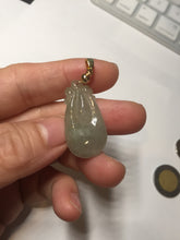 Load image into Gallery viewer, 100% Natural type A icy watery light green/gray Jadeite Jade seashell (福贝)  pendant F150
