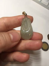 Load image into Gallery viewer, 100% Natural type A icy watery light green/gray Jadeite Jade seashell (福贝)  pendant F150
