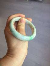 Load image into Gallery viewer, 56mm Certified type A 100% Natural sunny green/white Jadeite bangle AY87-3479
