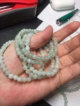 Load image into Gallery viewer, 4.7mm 100% natural type A light green white jadeite jade beads bracelet for size 50-55mm hand group BP155
