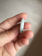 Load image into Gallery viewer, 26.9mm Type A 100% Natural white with green floating flowers Jadeite Safety Guardian Button donuts pendant PD11
