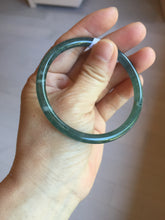 Load image into Gallery viewer, 56.5mm Certified Type A 100% Natural icy watery deep sea dark green/blue/gray/black Guatemala slim round cut Jadeite bangle PC92-3374
