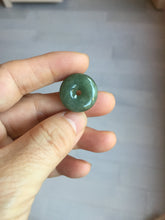 Load image into Gallery viewer, 19.4mm Type A 100% Natural dark green gray (老油青)Jadeite Jade Safety Guardian Button donuts pendant PA157
