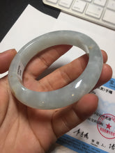 Load image into Gallery viewer, 55mm 100% natural type A icy watery light green yellow jadeite jade bangle Y155-5249
