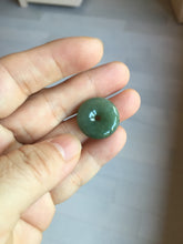 Load image into Gallery viewer, 19.4mm Type A 100% Natural dark green gray (老油青)Jadeite Jade Safety Guardian Button donuts pendant PA157
