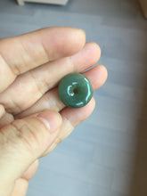 Load image into Gallery viewer, 19.4mm Type A 100% Natural dark green gray (老油青)Jadeite Jade Safety Guardian Button donuts pendant PA157
