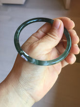 Load image into Gallery viewer, 58.5mm Certified Type A 100% Natural icy watery green/blue/black/gray slim round cut Guatemala Jadeite bangle PC91-3364
