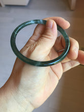 Load image into Gallery viewer, 58.5mm Certified Type A 100% Natural icy watery green/blue/black/gray slim round cut Guatemala Jadeite bangle PC91-3364
