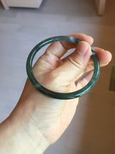 Load image into Gallery viewer, 58.5mm Certified Type A 100% Natural icy watery green/blue/black/gray slim round cut Guatemala Jadeite bangle PC91-3364
