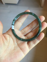 Load image into Gallery viewer, 58.5mm Certified Type A 100% Natural icy watery green/blue/black/gray slim round cut Guatemala Jadeite bangle PC91-3364
