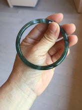 Load image into Gallery viewer, 58.5mm Certified Type A 100% Natural icy watery green/blue/black/gray slim round cut Guatemala Jadeite bangle PC91-3364
