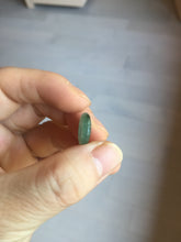 Load image into Gallery viewer, 13.8mm Type A 100% Natural icy watery dark green gray (老油青) with dark green/black flying flowers dainty Jadeite Jade Safety Guardian Button donuts pendant PA161
