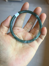 Load image into Gallery viewer, 58.6mm Certified Type A 100% Natural icy watery green/blue/black/gray slim round cut Guatemala Jadeite bangle PC90-3384
