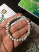 Load image into Gallery viewer, 6-6.4mm 100% natural type A green/white jadeite jade beads bracelet group BF94
