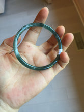 Load image into Gallery viewer, 58.6mm Certified Type A 100% Natural icy watery green/blue/black/gray slim round cut Guatemala Jadeite bangle PC90-3384
