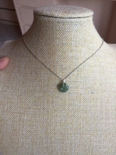 Load image into Gallery viewer, 12.7mm Type A 100% Natural icy watery dark green gray (老油青) with dark green/black flying flowers dainty Jadeite Jade Safety Guardian Button donuts pendant PA160
