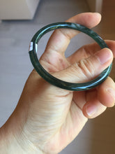 Load image into Gallery viewer, 56.2mm Certified Type A 100% Natural icy watery deep sea dark green/blue/gray/black Guatemala slim round cut Jadeite bangle PC88-3366
