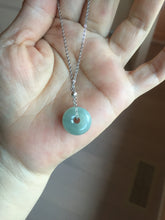 Load image into Gallery viewer, 14mm Type A 100% Natural light green blue Jadeite Safety Guardian Button donuts pendant BG209
