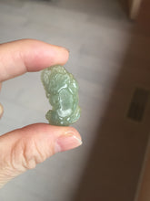 Load image into Gallery viewer, 100% natural type A icy watery jadeite green/yellow/white 3D PiXiu(貔貅) Feng Shui Wealth Attractor with Wealth Pool pendant group necklace PD8
