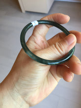 Load image into Gallery viewer, 56.2mm Certified Type A 100% Natural icy watery deep sea dark green/blue/gray/black Guatemala slim round cut Jadeite bangle PC88-3366
