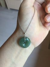 Load image into Gallery viewer, 19.4mm Type A 100% Natural dark green gray (老油青)Jadeite Jade Safety Guardian Button donuts pendant PA157
