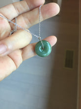 Load image into Gallery viewer, 19.4mm Type A 100% Natural dark green gray (老油青)Jadeite Jade Safety Guardian Button donuts pendant PA157
