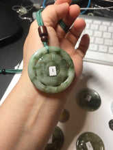 Load image into Gallery viewer, 100% natural type A light green dark green jadeite jade the eight trigrams (Bagua,八卦) pendant group F155
