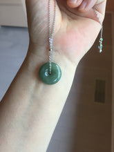 Load image into Gallery viewer, 19.4mm Type A 100% Natural dark green gray (老油青)Jadeite Jade Safety Guardian Button donuts pendant PA157
