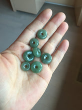 Load image into Gallery viewer, 14-15mm Type A 100% Natural dark green black gray(老油青) Jadeite Safety Guardian Button donuts pendant PD198
