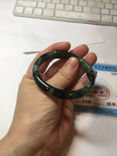 Load image into Gallery viewer, 50.5mm Certified type A 100% Natural oily dark green oval Jadeite Jade bangle PD131-6248
