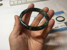 Load image into Gallery viewer, 50.5mm Certified type A 100% Natural oily dark green oval Jadeite Jade bangle PD131-6248

