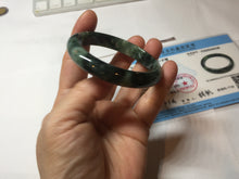 Load image into Gallery viewer, 50.5mm Certified type A 100% Natural oily dark green oval Jadeite Jade bangle PD131-6248
