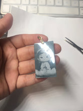 Load image into Gallery viewer, 100% Natural type A green/blue/gray Guatemala jadeite shadow carving little girl safe and sound pendant necklace/worry stone PC121
