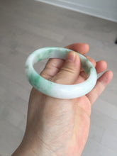 Load image into Gallery viewer, 54mm 100% natural certified sunny green/white (白底青) jadeite jade bangle BL36-5240
