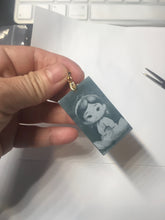 Load image into Gallery viewer, 100% Natural type A green/blue/gray Guatemala jadeite shadow carving little girl safe and sound pendant necklace/worry stone PC121
