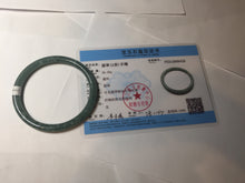 Load image into Gallery viewer, Shopify only! 59.6mm Certified Type A 100% Natural icy watery deep sea dark green/blue/gray with fly snow slim round cut Guatemala Jadeite bangle AU58-8435
